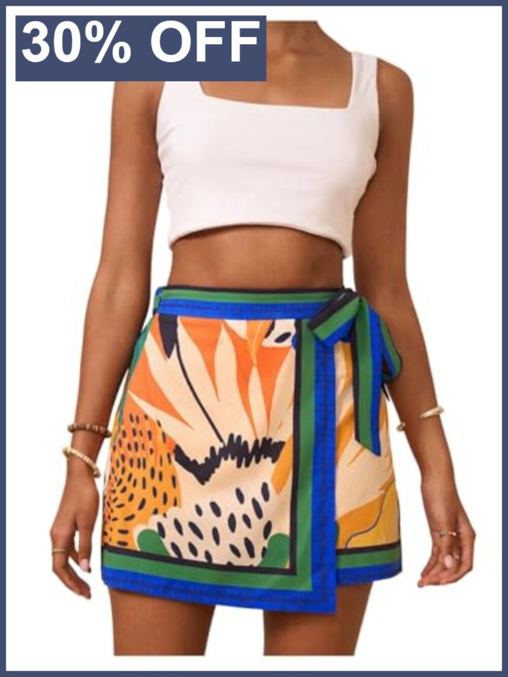 Milumia Women's Floral Knot Side High Waist A Line Wrap Mini Skirt